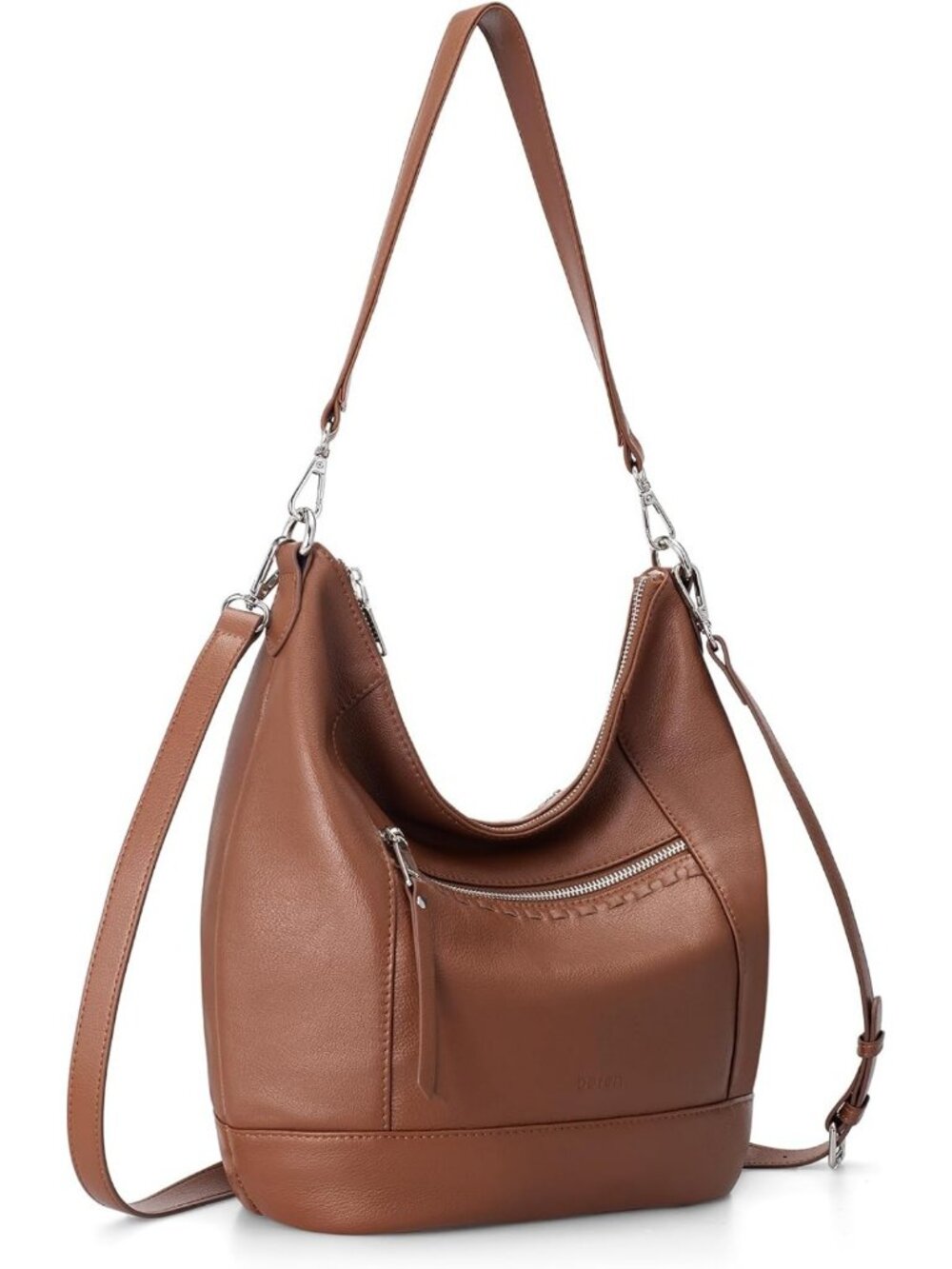 Soft Genuine Leather Crossbody Hobo Purse for Women | Lightweight Handbag with 2